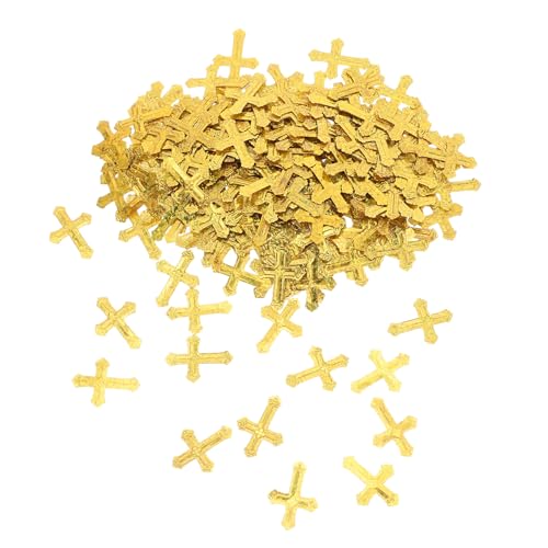 SHINEOFI 1 Packung Kreuz-Konfetti, glitzerndes Tischkonfetti für religiöse Partys, Kommunion, Taufe, Hochzeit, Babyparty, Mottoparty, Dekorationen, Zubehör, golden von SHINEOFI