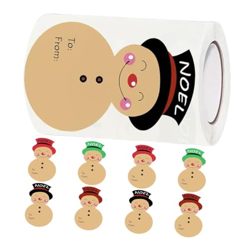 SHINEOFI 1 Rolle Dekoratives Etiketten Aufkleberband Adressetiketten Schneemann Anhänger Aufkleber Dankeschön Weihnachts Siegeletikett Transparent Weihnachtsaufkleber von SHINEOFI