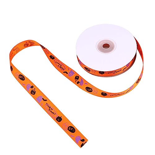 SHINEOFI 1 Rolle Halloween-geschenkband Halloween- Wickeln Beängstigend Schleife Bänder Zum Verpacken Wirbelt Braunes Band Kreativ Gold Dekorationen Hey Gruselig Party Polyester Orange von SHINEOFI