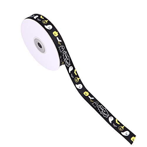 SHINEOFI 1 Rolle Halloween-geschenkband Party Urlaub Groß Bedrucktes Band Skelett Schleife Für Hochzeit Du Goldband Zum Verpacken Geschenkverpackungsband Wickelband Black Polyester von SHINEOFI