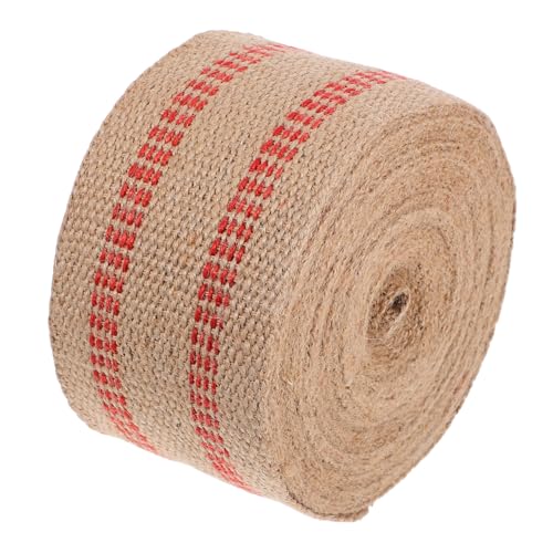 SHINEOFI 1 Rolle Jute Webbing mit Roten Streifen Breites Jutegewebe für Stühle Möbelrestaurierung und Diy Projekte Langlebig Vielseitig Einsetzbar für Bastelarbeiten und Dekorationen von SHINEOFI