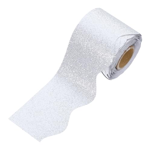 SHINEOFI 1 Rolle Tafel-rand-aufkleber Deko Pinnwand-grenze Tafelrandbesatz Festivalbedarf Grenzen Klassenzimmer Bulletin Pinnwand-zubehör Abnehmbare Bordüre Tafelrandaufkleber Silver Papier von SHINEOFI