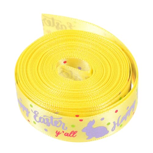 SHINEOFI 1 Rolle Verpackung Band Dekorativ Für Wickeln Schleife Frühlings-eierverpackungsbänder Wickelband Ostern-bastelband Osterbanddekor Osterdruckband Polyester Yellow von SHINEOFI
