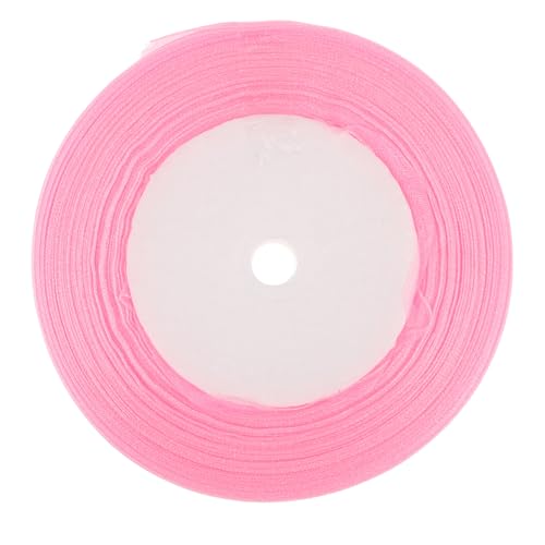 SHINEOFI 1 Rolle Verpackungsband Valentinstag Band Tüllband Bandhalsband Valentinsband Band Für Hochzeitseinladungen Brautsträuße Bänder Werkzeugband Dekorative Wickelbänder Rosa Chiffon von SHINEOFI