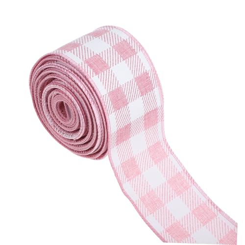 SHINEOFI 1 Rolle kariertes Mantelband Schleife Schneiden Party sortiert dekorativ Festivalband geschenkband Schmuckband Dekorationsband großes Band Verpackungsband aus Polyester Eisen Rosa von SHINEOFI