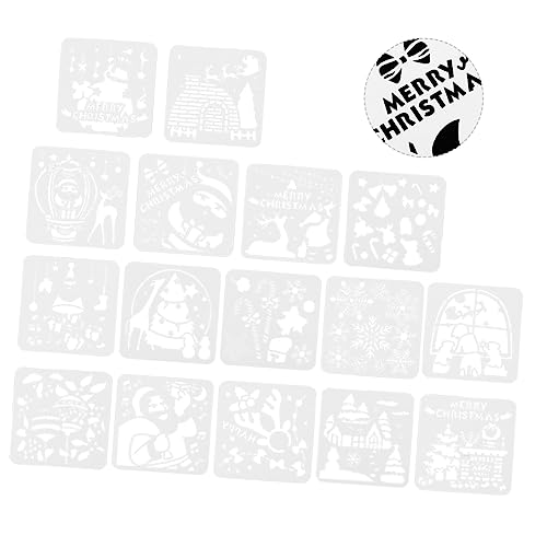 SHINEOFI 1 Satz 1Set Malvorlage Zeichenvorlage Weihnachtsschablonen Vorlage Weihnachten Malschablonen Weihnachten Zeichenschablonen Weihnachtsvorlage Kunststoff 16Blatt 16Blatt von SHINEOFI