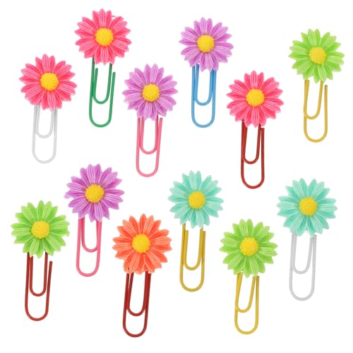SHINEOFI 1 Satz Aufbewahrungsbox Rollenkamm Dekorative Blumen-büroklammern Kleine Blumen-büroklammern Büroklammern Aus Metall Blumen Büroklammern Für Die Schule Aluminiumlegierung 12 Stück von SHINEOFI