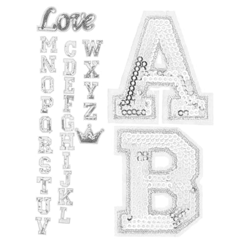 SHINEOFI 1 Satz Banner Alphabet Sticker Buchstabenaufkleber Bügelbild Bastelzubehör Diy-bügelpatches Reparatur Nähen Kleidung Für Flecken Buchstaben Diy-patches Pailletten Silver 28 Stück SHINEOFI 1 Satz Banner Alphabet Sticker Buchstabenaufkleber Bügelbild Bastelzubehör Diy-bügelpatches Reparatur Nähen Kleidung Für Flecken Buchstaben Diy-patches Pailletten Silver 28 Stück von SHINEOFI