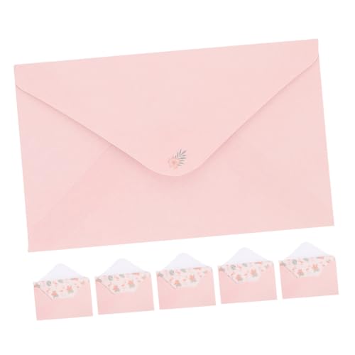 SHINEOFI 1 Satz Blumen Tierbuchstaben Papier Set kleine Einladungsumschläge Tragbare Hochzeitsumschläge leere Umschläge Partyzubehör kleine Briefumschläge Briefpapier Rosa von SHINEOFI