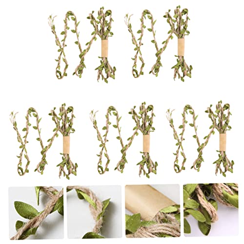 SHINEOFI 1 Satz Blumenstrauß Wickelseil Bast Girlande Realistisch Verlassen Simulierte Reben Dekoration Gewebte Seile Kurvig Grüne Blätter Diy Packseil Schild Green Betäuben 5 Stück von SHINEOFI