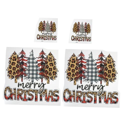 SHINEOFI 1 Satz Bügelbilder Für T-shirts Weihnachts-shirt-transfers Weihnachtliche Wärmeübertragungsaufkleber Scheckheft Scrapbbok Diy-patches Für Kleidung Abziehbilder Für Kleidung 4 Stück von SHINEOFI