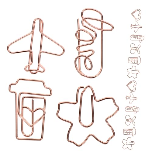 SHINEOFI 1 Satz Büroklammer Papier Hinweisclip Winzig Klein Bunt Clips Loch Farbig Blau Zurück Mini Office-dokumentenklammern Metall Rose Gold 30 Stück von SHINEOFI