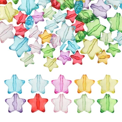 SHINEOFI 1 Satz Bunte Sternen Spacer Perlen Diy Bastelset für Kleine und Große Transparente Acrylsternperlen für Armbänder und Sommerdekorationen von SHINEOFI
