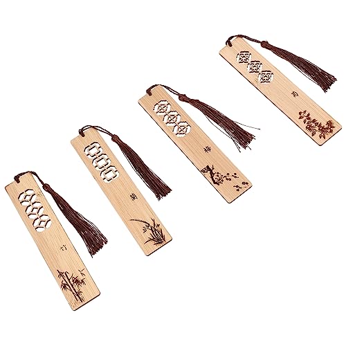 SHINEOFI 1 Satz Carving Entwickelt Papier Marker Holz Papier Marker Klassische Chinesische Stil Etiketten 4 Stück von SHINEOFI
