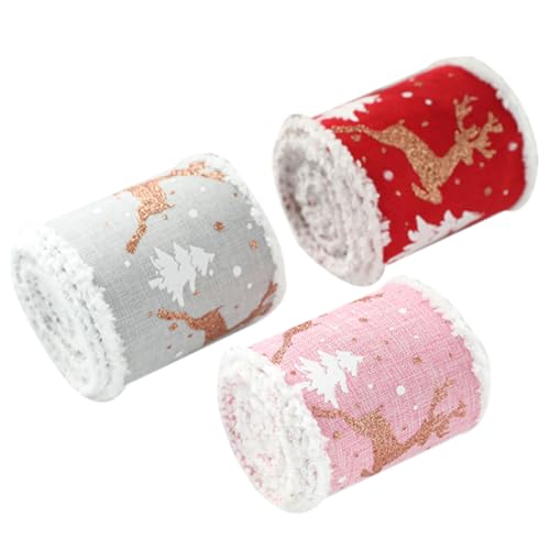 SHINEOFI 1 Satz DIY Bastelbedarf Kräuselbänder Weihnachten Weihnachtsdekoration Band Farbe Dekorationen Urlaub Sortiert Oh Verpackung Weihnachtsbänder Weihnachten Drahtbänder 3 Rollen von SHINEOFI