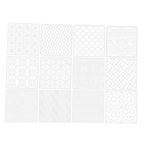 SHINEOFI 1 Satz Diy Geometrische Malvorlagen Wiederverwendbare Schablonen Für Wandgestaltung Möbel Und Fliesen Bastel Kreativität Und Praktischen Fähigkeiten 12 Stück von SHINEOFI