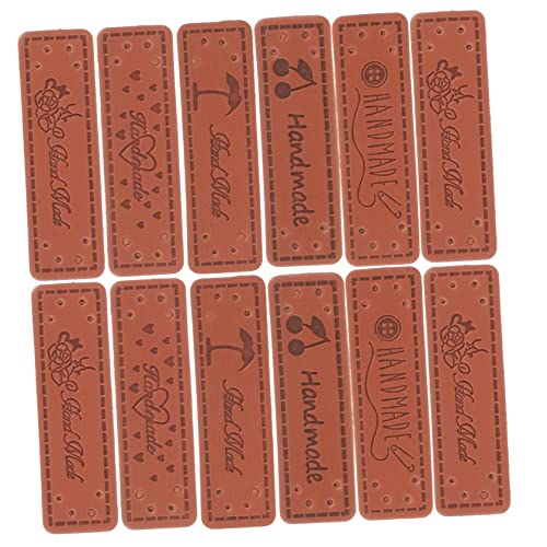 SHINEOFI 1 Satz Diy-etiketten Handmade Label Kleidungsetiketten Textiletiketten Namensetiketten Für Kleidung Gemacht Stich Stoffanhänger Für Häkelartikel Stoffetiketten Leder Brown 50 Stück von SHINEOFI