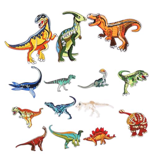 SHINEOFI 1 Satz Drachen Stickerei Patches Stickerei Stoffaufkleber Aufkleber Dinosaurier Dekorationen Mini Dinosaurier Plüsch Dinosaurier Dinosaurier 14 Stück von SHINEOFI