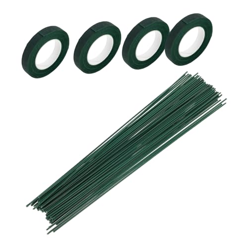 SHINEOFI 1 Satz Draht und Klebeband für Diy Blumenarrangements Grüne Blumendrähte und Tiefgrünes Floristenband für Kreative Bastelprojekte und von SHINEOFI