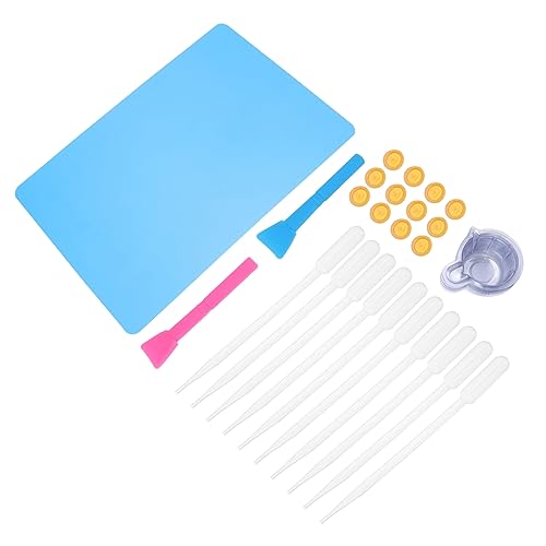 SHINEOFI 1 Satz Epoxidharz Werkzeuge mit Silikonmatte Messbechern Fingertip Covers Diy Epoxy Handwerksset für Schmuckherstellung Rutschfeste Unterlage für Anfänger von SHINEOFI