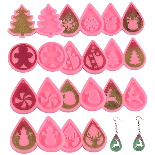 SHINEOFI 1 Satz Formen Für Weihnachtsohrringe Weihnachten Weihnachtsgussformen Hängende Schmuckform Gussformen Für Harzschmuck Silikon Diy Form Formen Aus Epoxidharz Kieselgel Rosa 11 Stück von SHINEOFI