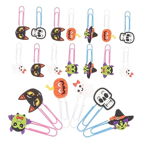 SHINEOFI 1 Satz Halloween- Lesezeichen Papierklammern Bunt Klein Halloween-masse Clips Halloween Dekoration Halloween Decor Halloween-buchmarke Zarte Büroklammer Weiches Gummi 20 Stück von SHINEOFI
