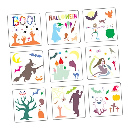 SHINEOFI 1 Satz Halloween-zeichnungsvorlage Gemischt Gruselig Halloween-kürbis-gesichtsschablonen Halloween-schablonen Kinderzeichnungsvorlage Kürbis-schablone Für Weiß Das Haustier 9 Stück von SHINEOFI