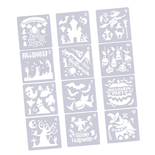 SHINEOFI 1 Satz Halloween-zeichnungsvorlage Halloween Figuren Halloween-figuren Basteln Halloween Schablone Für Malen Vorlagen Hohle Zeichnungsvorlage Das Haustier Weiß 12 Stück von SHINEOFI