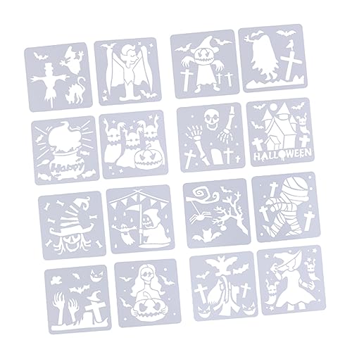 SHINEOFI 1 Satz Halloween-zeichnungsvorlage Kunst Halloween -dekorationen Halloween Basteln Halloween Schablonen Malvorlagen Für Hohle Zeichnungsvorlage Das Haustier Weiß 16 Stück von SHINEOFI