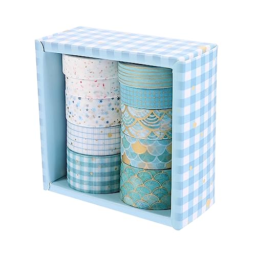 SHINEOFI 1 Satz Heißpräge-washi-tape Scrapbbok Büromaterial Handbuchdekoration Wand Polsterung Papierhandwerk Dekoration Mit Papierband Für Bastelpapierband Papier Klebeband Blue 10 Rollen von SHINEOFI