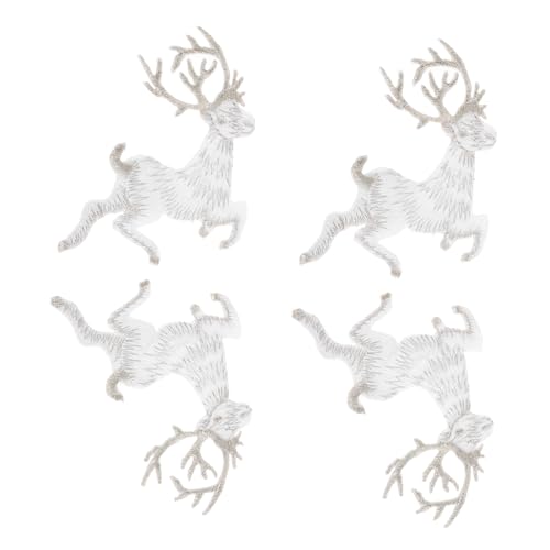 SHINEOFI 1 Satz Kitz Stoff Aufkleber Weihnachtsdeko Weihnachtsbasteln Elch Weihnachts-hirsch-patch Aufkleber Weihnachten Fensterbilder Weihnachten Reh-stoff-patch Weihnachtspatch 4 Stück von SHINEOFI