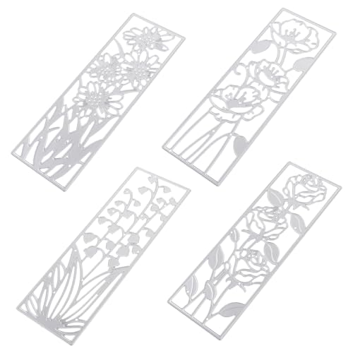 SHINEOFI 1 Satz Lesezeichen-stanzform Silve Grusskarte Diy Schneidematrize Grußkarten Blumenstanzungen Papier Und Bastelset Sammelalbum Stanzformen Bastelvorlage Kohlenstoffstahl 4 Stück von SHINEOFI