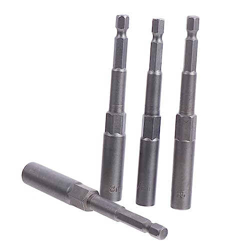 SHINEOFI 1 Satz Magnetische Chargenkopfhülle Verlängerung Ärmel Werkzeug Metrisch Magnetische Bohrerhalter Magnetischer Teilehalter Chrom-vanadium-legierter Stahl Silber 4 Stück von SHINEOFI