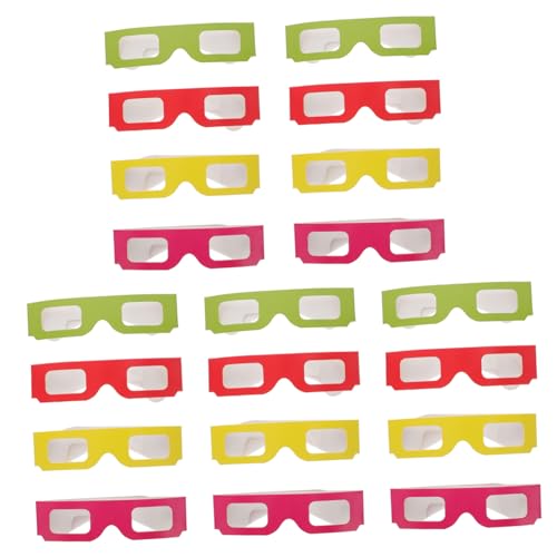 SHINEOFI 1 Satz Pappbrille Set Anaglyphenbrillen Für Filme Und Feste Für Erwachsene Leicht Tragbar Farbenfroh Rot Gelb Grün Rosa 20 Stück von SHINEOFI