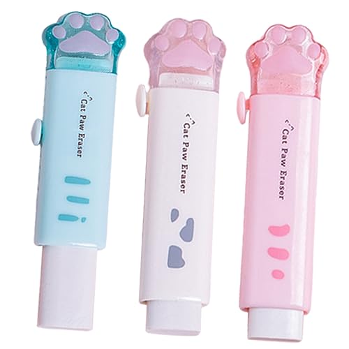 SHINEOFI 1 Satz Radiergummi Für Katzen Pfoten Whiteboard-radierer Für Party Radiergummis Rosa Eraser Der Schulversorgung Klicken Klaue Klein Weiß Einziehbar Mini Haustier 3 Stück von SHINEOFI