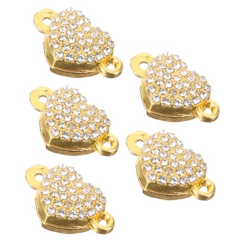 SHINEOFI 1 Satz Schmuck Diy Verschluss Herz Für Schließe Stecker Schlüssel Verschlüsse Schmuck Diy Zubehör Armband Magnetische Schnallen Magnetverschluss-anschlüsse Legierung Golden 5 Stück von SHINEOFI