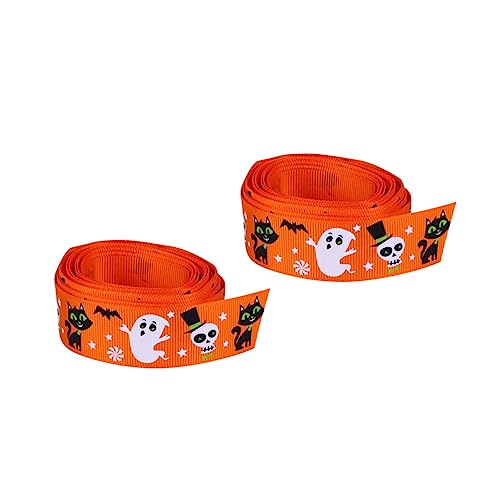 SHINEOFI 1 Satz Seide Basteln Halloween Halloween Assecoires Halloween Silk Bouquet Ribbon Hängend Halloween-skelett Geschenkband Dekoratives Wickelband Polyester Orange 2rollen von SHINEOFI