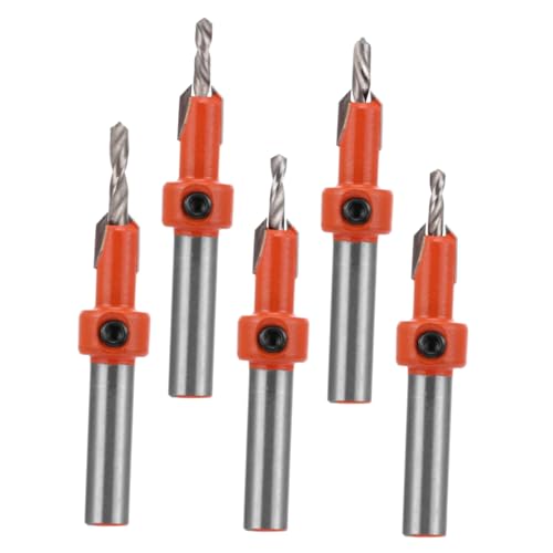 SHINEOFI 1 Satz Senkbohrer Schlüssel Senkerbohrer Holzbearbeitung Fase Versenken Countersink -kabinenbohrer Holzbeförderung Counter Bohrer Hochgeschwindigkeitsstahl Orange 5 Stück von SHINEOFI