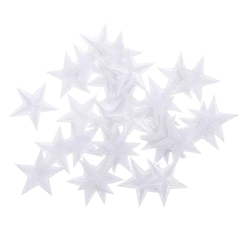 SHINEOFI 1 Satz Stern-stickpatch Hallo Reversibel Strasssteine Namensetiketten Für Kleidung Bügelbild Aufbügel-flicken Stern-kleidungsapplikation Flicken Aufbügeln Polyester Weiß 30 Stück von SHINEOFI