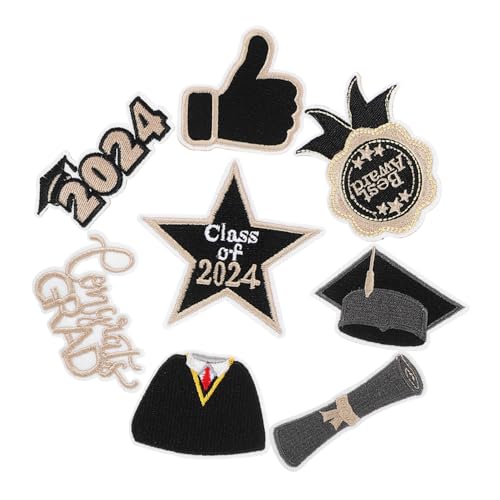 SHINEOFI 1 Satz Stickaufkleber Zum Abschluss Für Kleidung Abschlusskappendekorationen Flicken Aufnähen Party Bunte Absolventenaufnäher Klasse Von 2024-patch Dekorativ Stickgarn 8 Stück von SHINEOFI