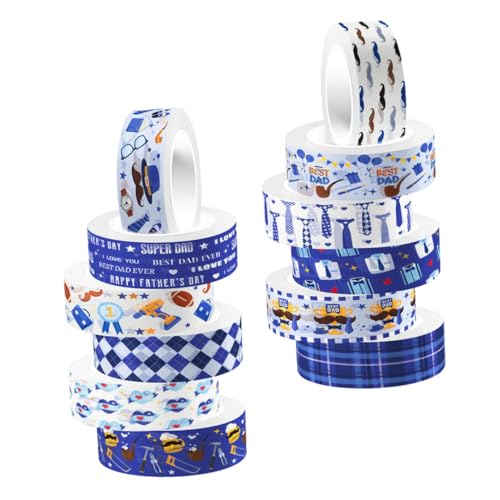 SHINEOFI 1 Satz Transparentes Rollband Vater Papa Kunsthandwerk Dekoratives Bastelband Notizbuch Diy Washi Tape Planerband Mehrzweck-washi-tape Aufkleber 12rollen von SHINEOFI
