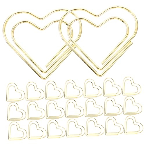 SHINEOFI 1 Satz Trendy Inhaber Das Büro Pastell Büroklammern Mini Herz Scrapbook Scheckheft Weichnachtsgeschke Kreativ Geformte Büroklammern Studentische Büroklammer Metall Golden 100 Stück von SHINEOFI