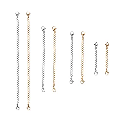 SHINEOFI 1 Satz Verlängerungskette Für Schmuckherstellung Diy Halskette Armband Zubehör Goldene Silberne Ketten Einfach Zu Verwenden Vielseitig Und Praktisch 8 Stück von SHINEOFI