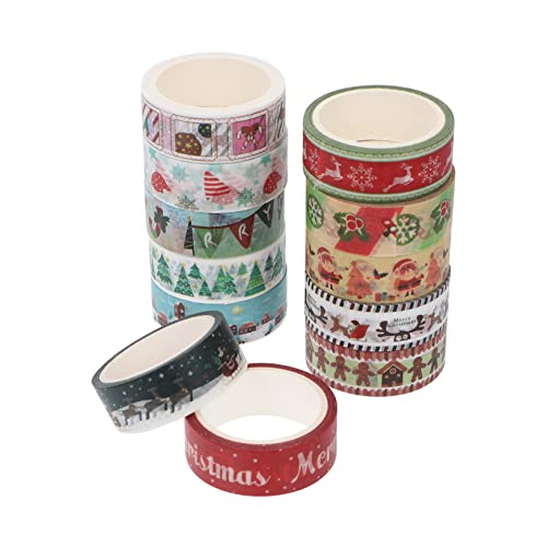 SHINEOFI 1 Satz Weihnachts-washi-tape Dekorationen Wirbelt Wickeln Weihnachtsband Weihnachten Weihnachtsdeko Weihnachtsbänder Partyzubehör Klebebänder Diy-bänder Japanisches Papier 12rollen von SHINEOFI
