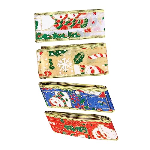 SHINEOFI 1 Satz Weihnachtsband Ribbon Bandfeile Geschenkband Weihnachtsbasteln Weihnachtsdeko Bögen Weißes Band Schleife Dekorationen Gold Dekoratives Band Weihnachtsbedarf Pvc Rot 4 Stück von SHINEOFI