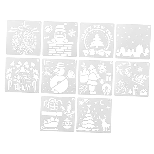 SHINEOFI 1 Satz Weihnachtsschablonen Vorlage Weihnachtshandwerk Malerei Weihnachtskarten Basteln Weihnachtsmotiv Weihnachten Zeichenvorlagen Für Malvorlagen Für Weiß 10 Stück von SHINEOFI