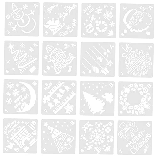 SHINEOFI 1 Satz Weihnachtszeichenbrett Weihnachtskarten Basteln Weihnachtsbasteln Weihnachtsdekorationen Ornamente Schablonen Zum Thema Weihnachten Weihnachtsmalschablonen Plastik 16 Stück von SHINEOFI