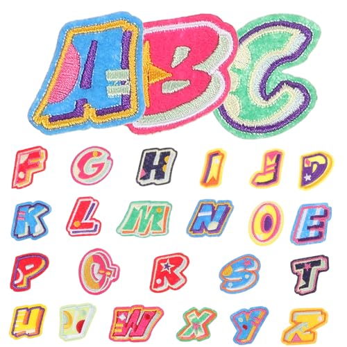 SHINEOFI 1 Set Farbige Kleidungsflicken Punk Patches Selbstklebende Hüte Strasssteine Stoffbuchstaben Patches Kleidung Reichlich Buchstabenflicken Chenille Buchstabenflicken von SHINEOFI
