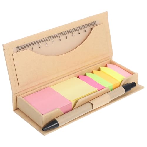 SHINEOFI 1 Set Farbiger Notizblock Seitenmarkierungen Papierregisterkarten Mit Lineal Aufbewahrungsbox Und Stift Für Notizbücher – Für Die Tägliche Planung Schul Und Bürobedarf von SHINEOFI
