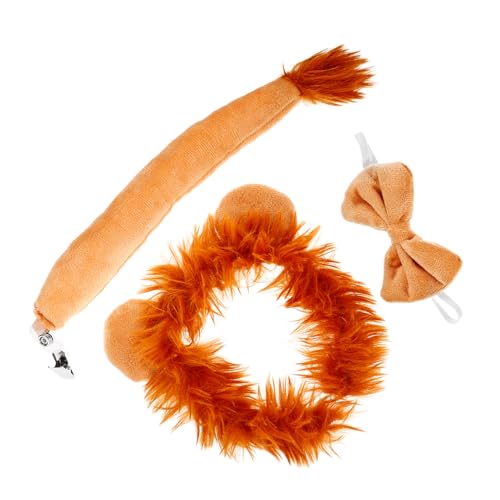 SHINEOFI 1 Set Löwen Stirnband Set Dschungeltier Kostümzubehör Haarband Für Erwachsene Tierohren Stirnband Löwenschwanz Und Ohren Kostümparty Zubehör Löwenhut Pelziger von SHINEOFI